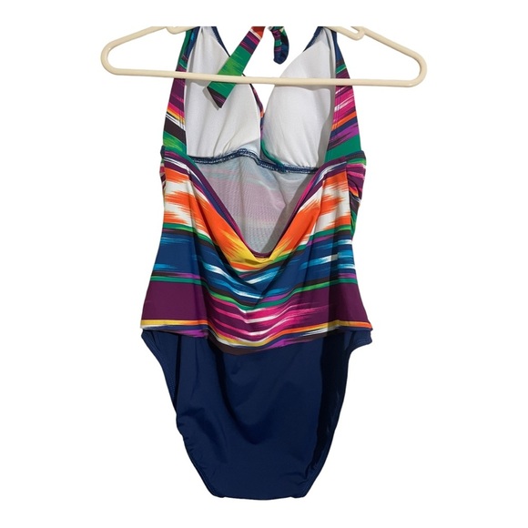 Lauren Ralph Lauren womens one piece bathing suit V neck half back size 12 color - Picture 5 of 7